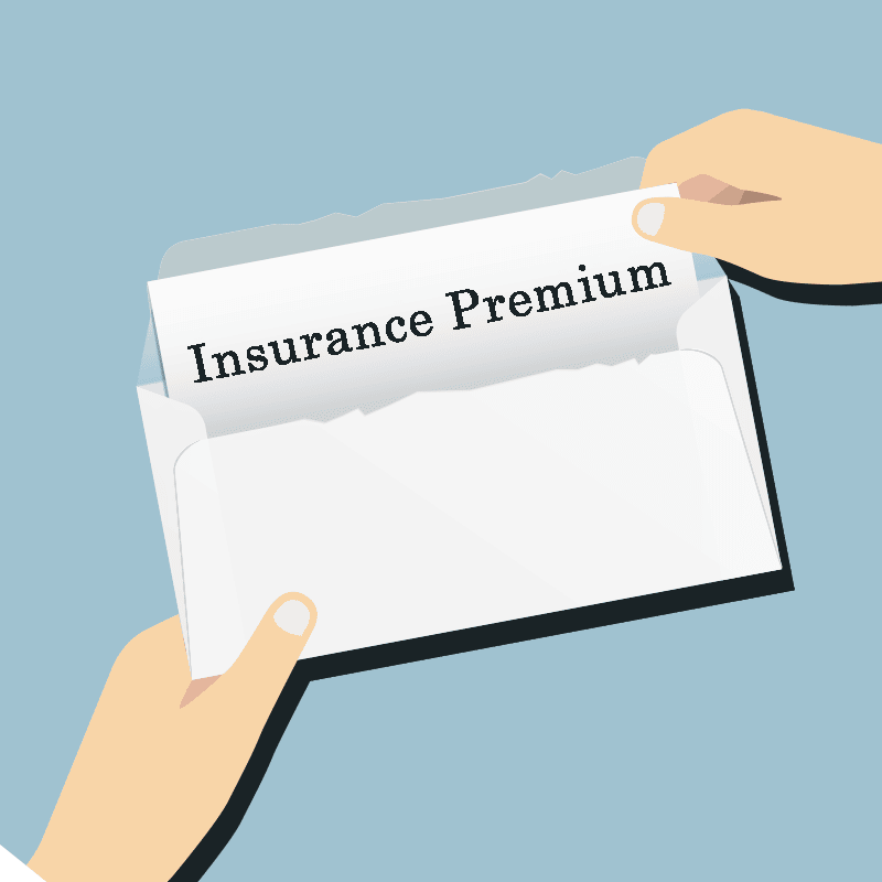 Insurance Premium written on a paper inside a letter envelope illustration